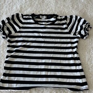 Nine West Black and White Striped Top